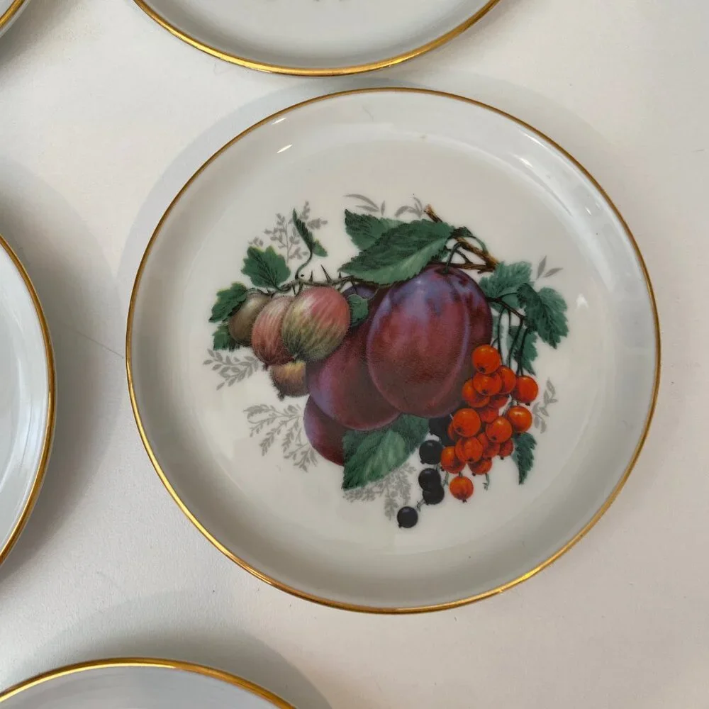 VTG Bavaria Germany Fruit Motif Dessert Plates Set of 5 Jaeger & Co. 4